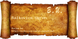 Balkovics Ugron névjegykártya